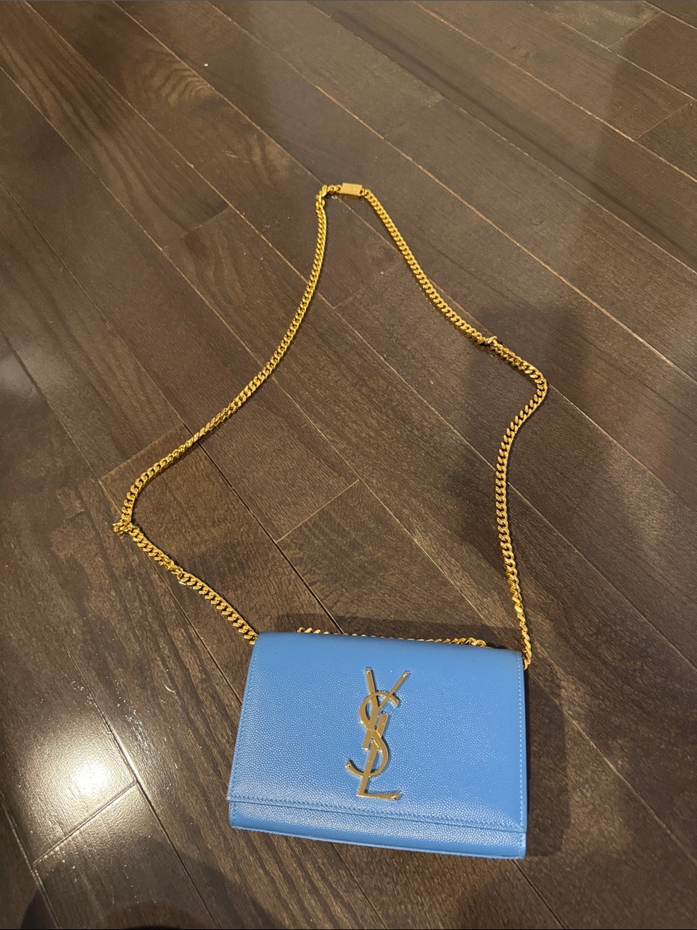 Saint Laurent Blue Leather Monogram Chain Crossbody - Picture 7 of 7